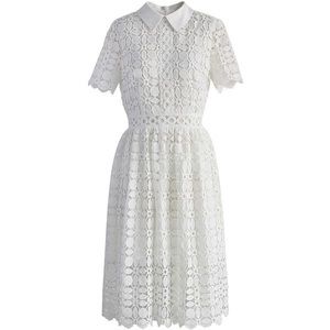 Chicwish Splendid Crochet White Dress